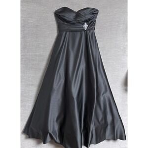 Alfred Angelo Dress‎ 12 Black Satin Ball Gown Wedding Formal Evening Gala